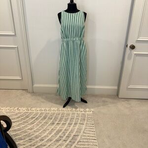 Green Striped Sleeveless Dress